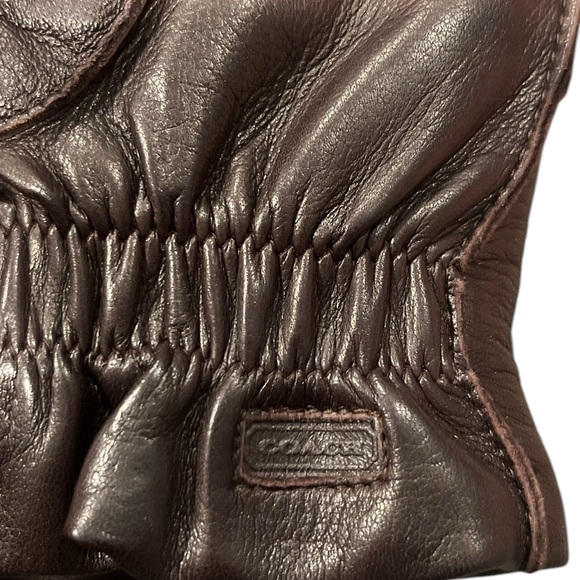 NWT VTG Coach Dark Chocolate Brown Leather 100% Shearling Gloves M Original Box - Picture 10 of 12